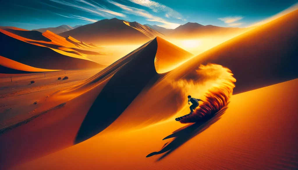 Sandboarding in der Wüste von Atacama (Chile)