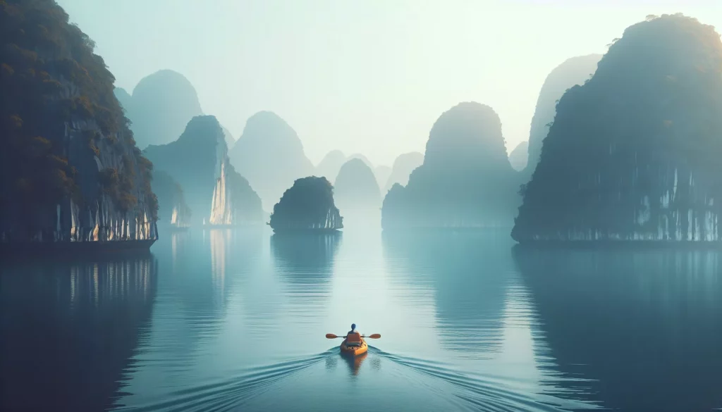 Kajakfahren in der Ha Long Bucht (Vietnam)
