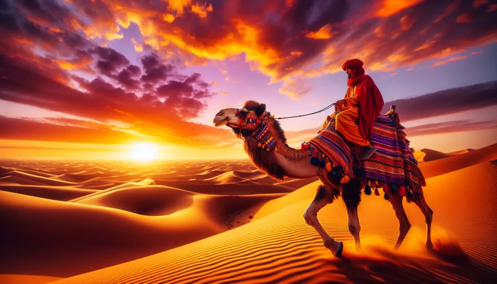 Kamelreiten in der Sahara (Marokko)